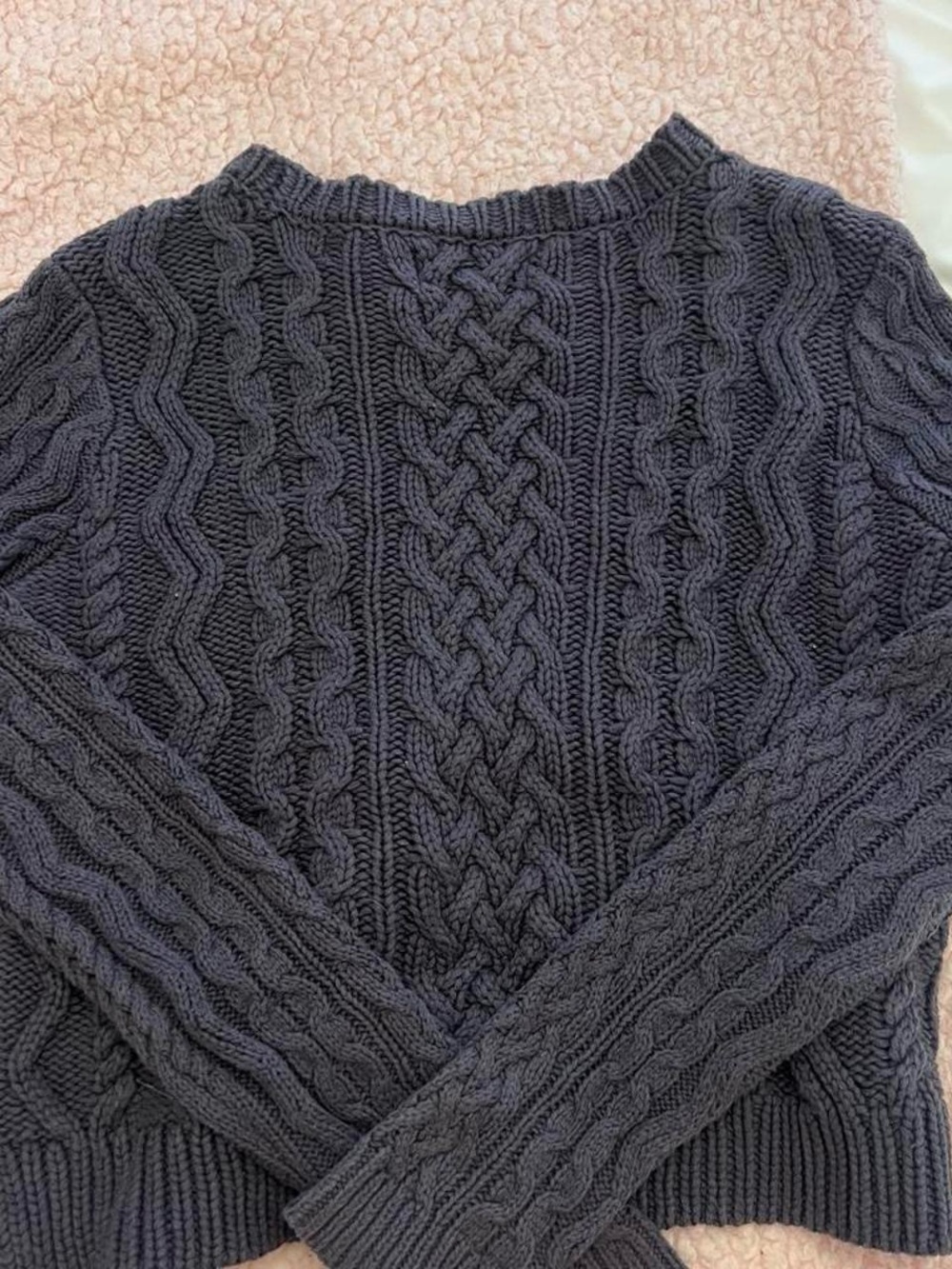Women's Cable Knit Sweater - Navy Blue